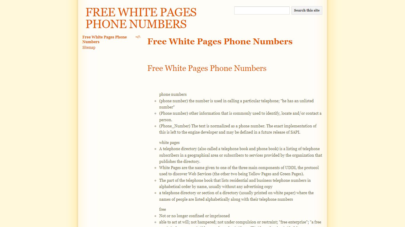 FREE WHITE PAGES PHONE NUMBERS - Google